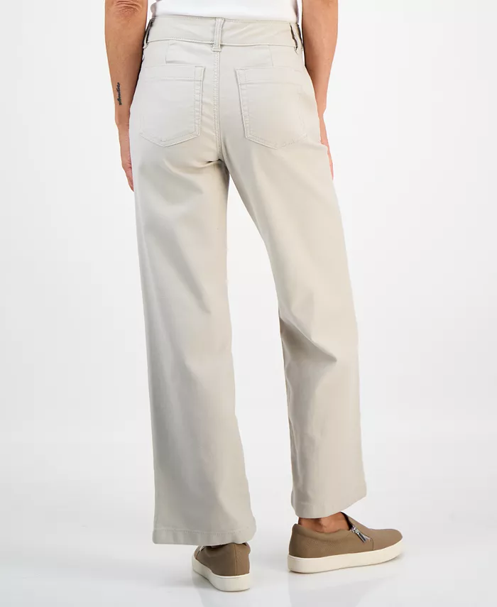 Petite Mid-Rise Dobby Twill Wide-Leg Pants - thumbnail 9