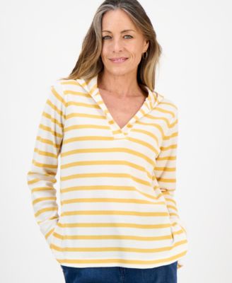 Petite Striped Waffle-Knit Pullover Hoodie, Macy's Exclusive