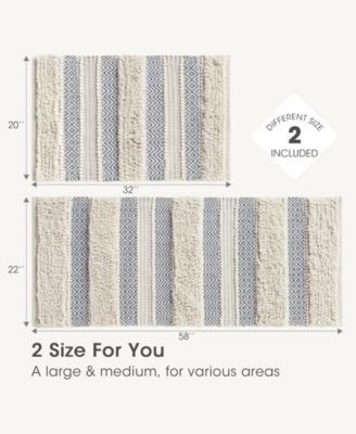 Asher Woven Texture Stripe Bath Rug, 22" x 58"