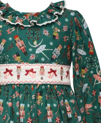 Girls' 2T-6X Nutcracker Print Smocked Dress