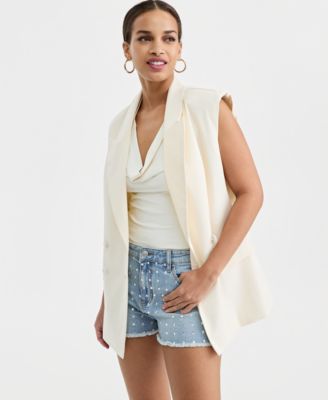 Bar III - Women's Double-Breasted Sleeveless Blazer