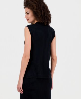 Women's Merino Wool Ribbed Knit Sleeveless Sweater
