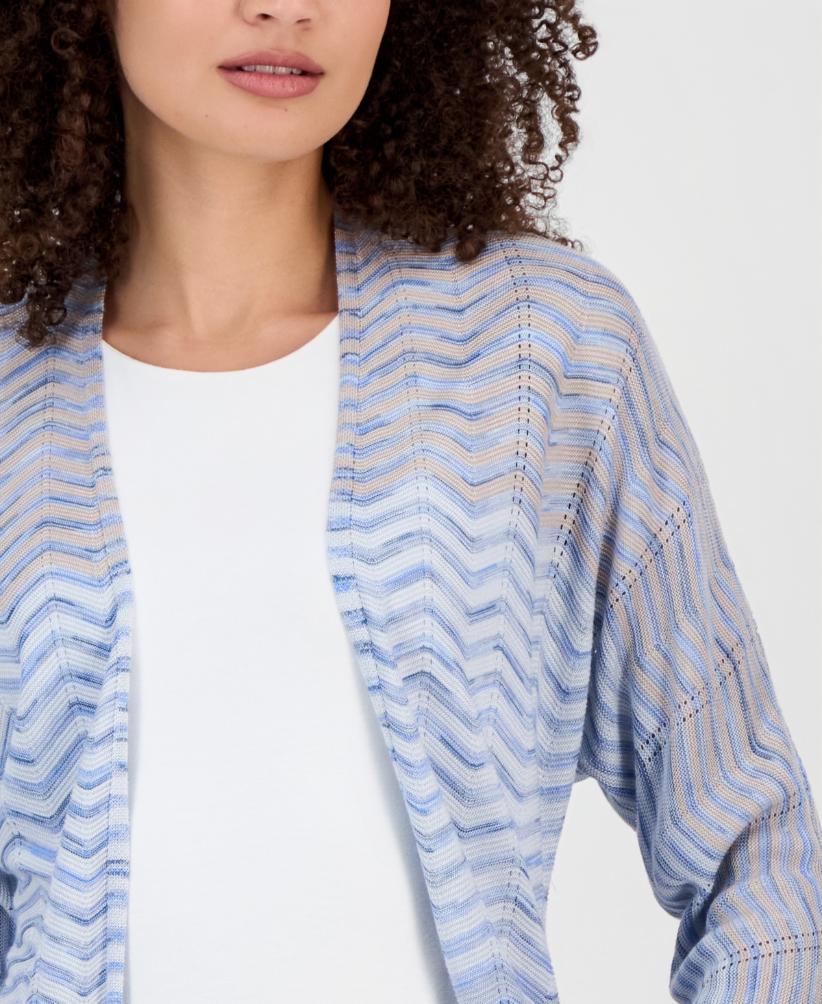 Anne Klein Women's Zigzag Knit Open-Front Cardigan