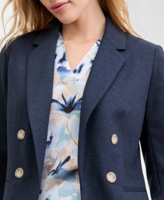 Women's Faux Double-Breasted Notch-Collar Jacket