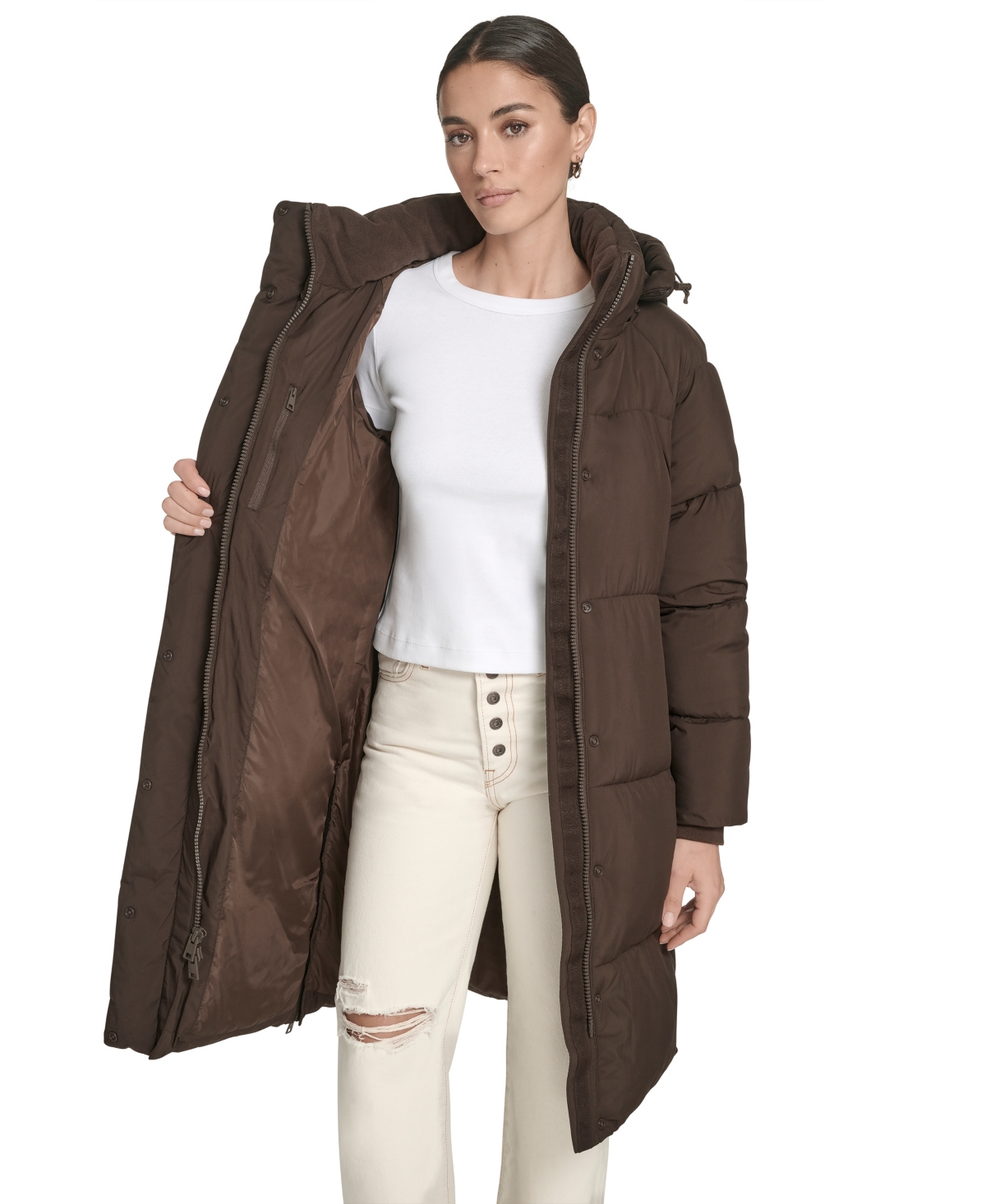 Levi's Women's Regular Mid-length Puffer Jacket In Brown
