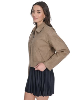 Women's Regular Faux Suede Bomber Jacket