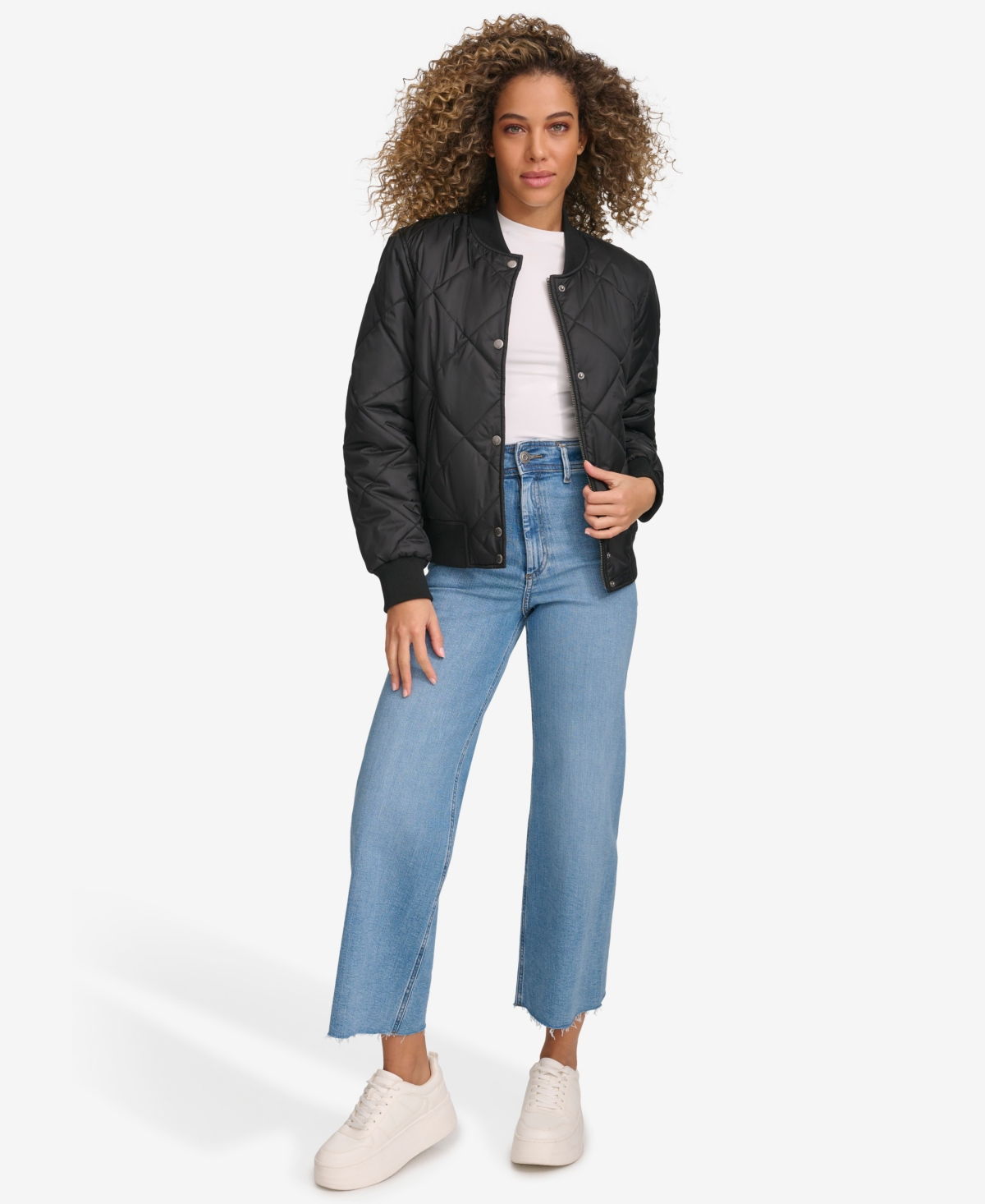 Levi's Women's Regular Diamond Quilted Sherpa Lined Bomber Jacket In Black