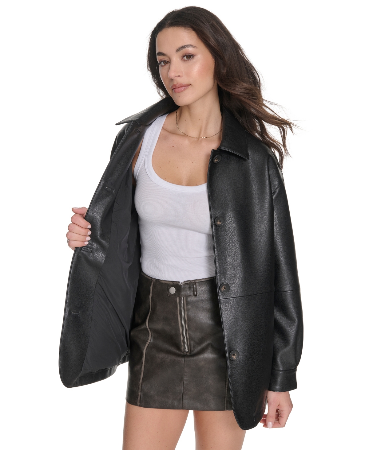 Levi's Women's Regular Faux Leather Vintage Style Blazer In Black