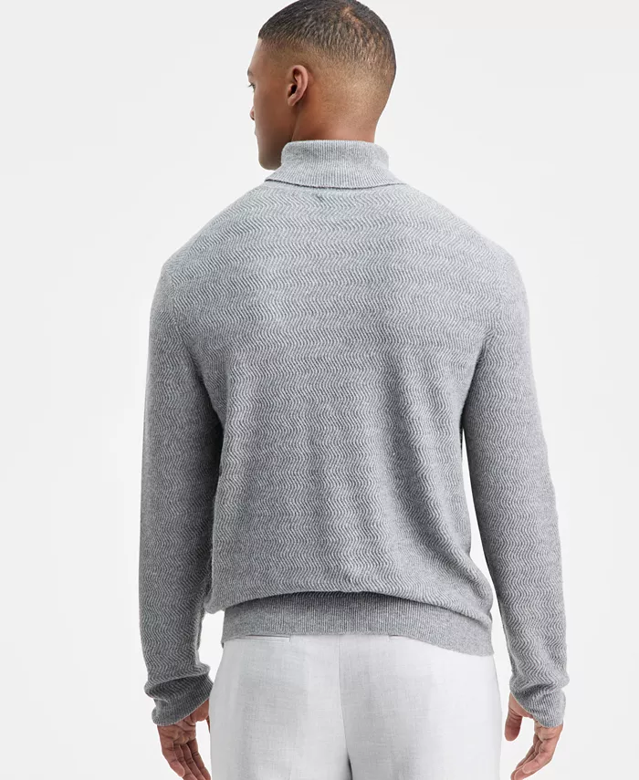 Men's Textured Zig-Zag Turtleneck Sweater - thumbnail 4