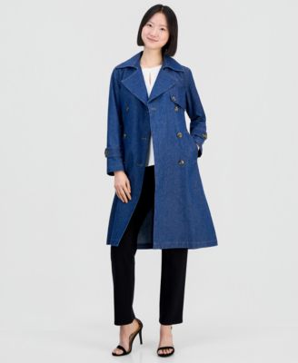 Women's Double-Breasted Cotton Denim Trench Coat