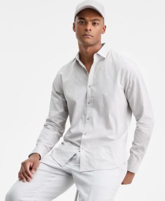 Alfani - Men's Long Sleeve Micro Chevron Shirt