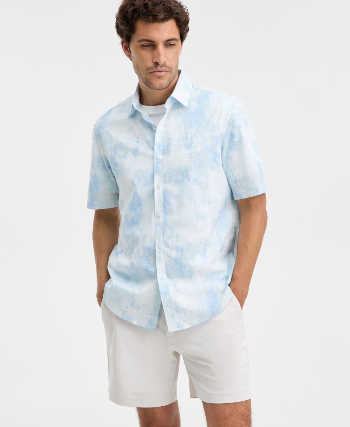Alfani Men's Short-Sleeve Rugged Texture Shirt, Macy's Exclusive