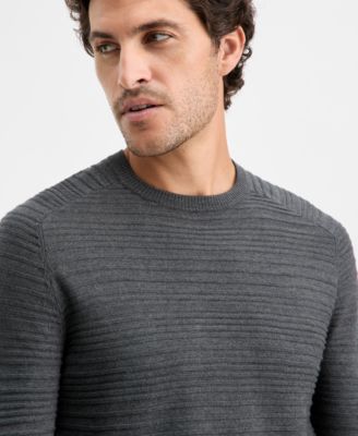 Men's Long-Sleeve Merino Exposed Raglan Textured Crewneck Sweater, Macy's Exclusive