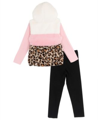 Girls' 2T-6X Long-Sleeve Top, Vest and Leggings, 3-Piece Set