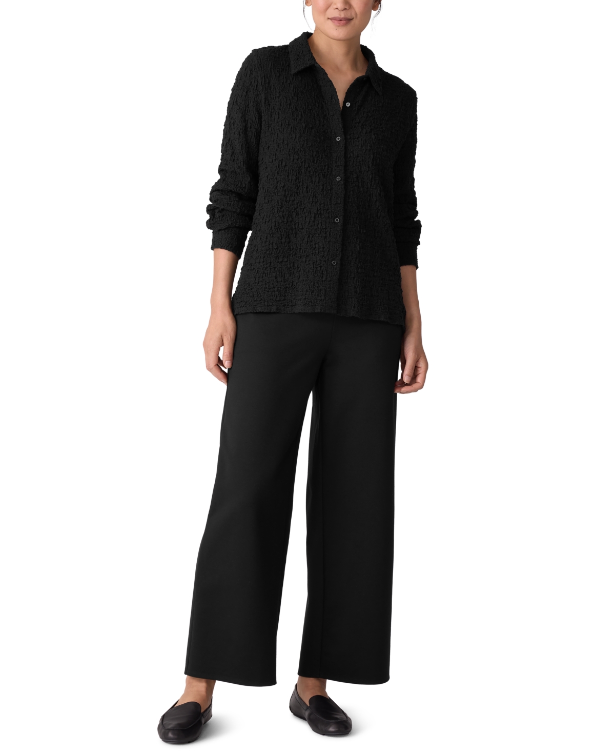 Eileen Fisher Women's Classic Collar Shirt In Black