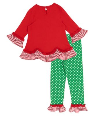 Girls' 2T-4T Tree Applique Top and Polka Dots Leggings, 2-Piece Set