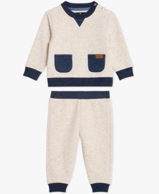7 For All Mankind - Baby Boys 2-Piece Long Sleeve Sweatshirt and Pants Set