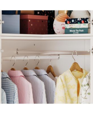 Bedroom Corner Armoire with Top Cabinet, Wardrobe with 2-Drawers and 2-Hold Bar