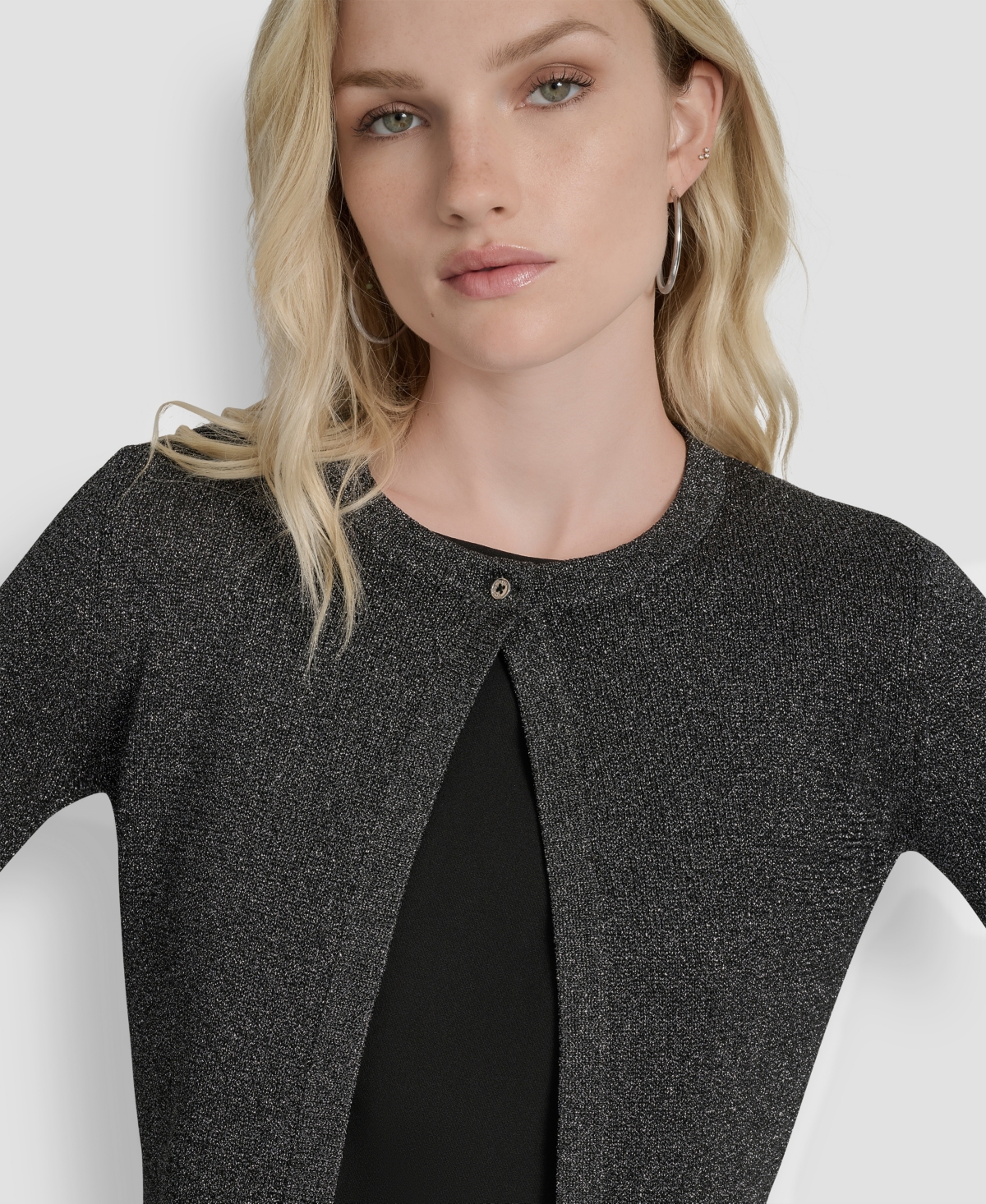 Dkny Women's 3/4-Sleeve Button Front Shrug Jacket