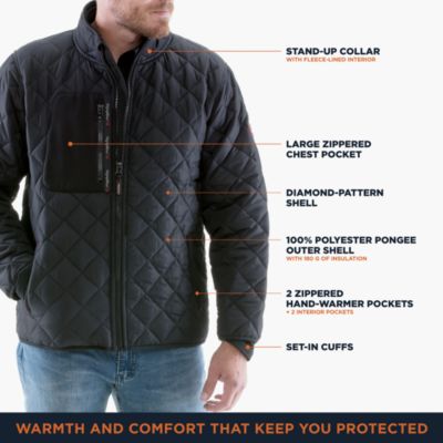 Men's EnduraQuilt Diamond Quilted Puffer Jacket - Insulated Cold Weather Water-Resistant Winter Coat