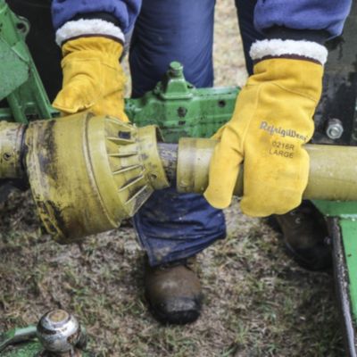 Men's Three-Finger Leather Mitt - Durable, Warm Work Mittens with Sherpa Lining