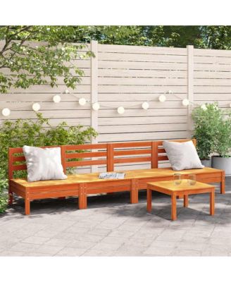 Garden Sofa Set of 4 Wax brown Solid pine wood Standard Modular