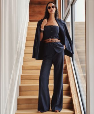 Women's Suiting-Ryen Double-Breasted Pinstripe Twill Blazer, 0-22W