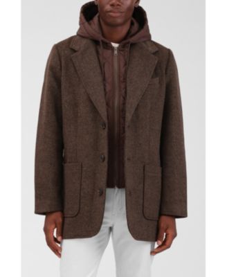 Men's Wool Blend Hoodie Coat