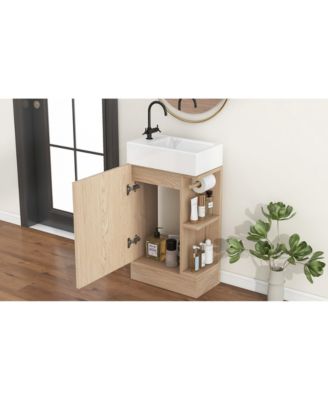 18.6" Bathroom Vanity with Sink, Two-Tier Shelf, Left or Right Orientation, Bathroom Cabinet