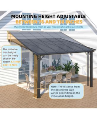 12'x10' Adjustable Height Wall Mounted Outdoor Gazebos Pergola