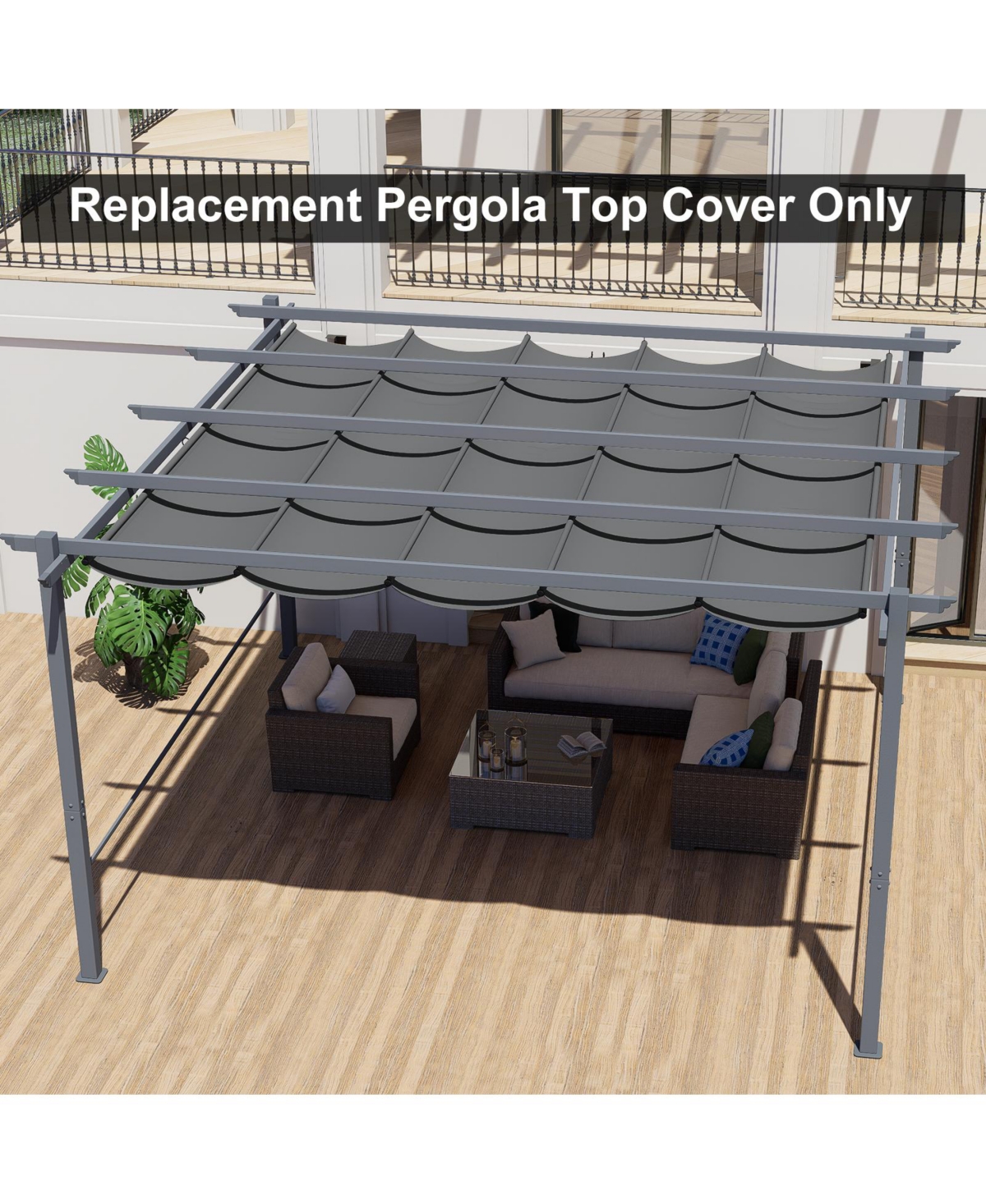 Aoodor Pergola Shade Cover for 10 x 12 ft Outdoor Pergola with Waterproof for Outdoor Patio, Brown/Gray (Cover Only)