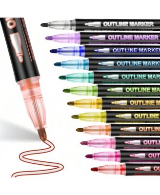 36 Colors Double Line Outline Pens,Self-Outline Metallic Markers Glitter Writing Drawing Pens For Card Writing, DIY Art Crafts Back To School