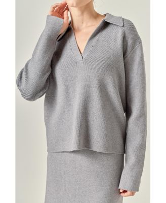 Women's Oversized Collar Knit Top