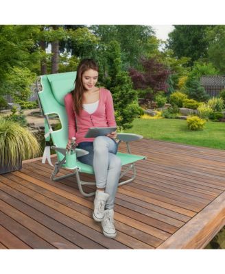 On-Your-Back Outdoor Reclining Beach Lounge Pool Camping Chair, Teal