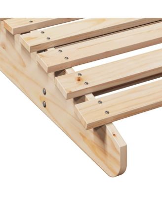 Sun Lounger Natural Pine Solid Pine Wood Large