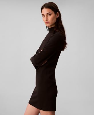 Women's Long Sleeve Turtle Neck Mini Dress