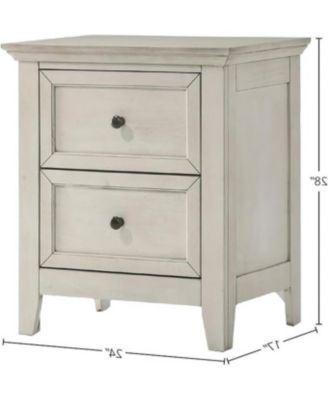 Nightstand, 2 Drawer in Rustic White