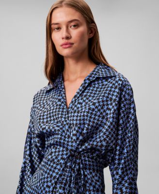 Women's Printed Long Sleeve Wrap Top