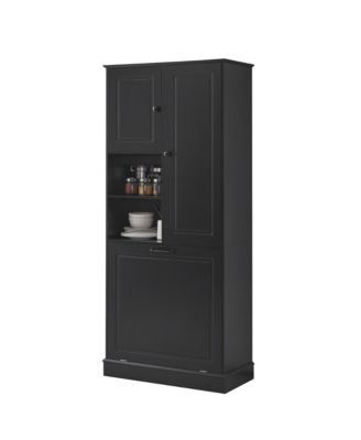 CASAINC 68"H MDF Tall Adjustable Shelves, Flip-Out Basket Storage Cabinet