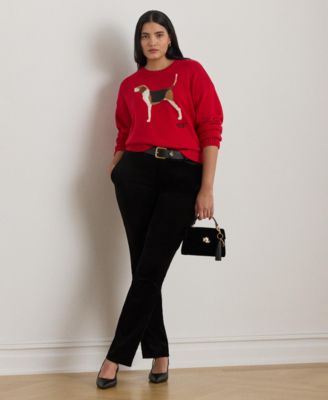 Plus Size Intarsia-Knit Foxhound Sweater