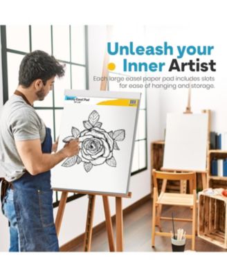 Sticky Easel Pads 25"x30" 2 Pack – Self Stick Chart Paper, Anchor Chart for Teachers, Flip Chart Easel Paper, 30 Sheets Per Pad, Large White