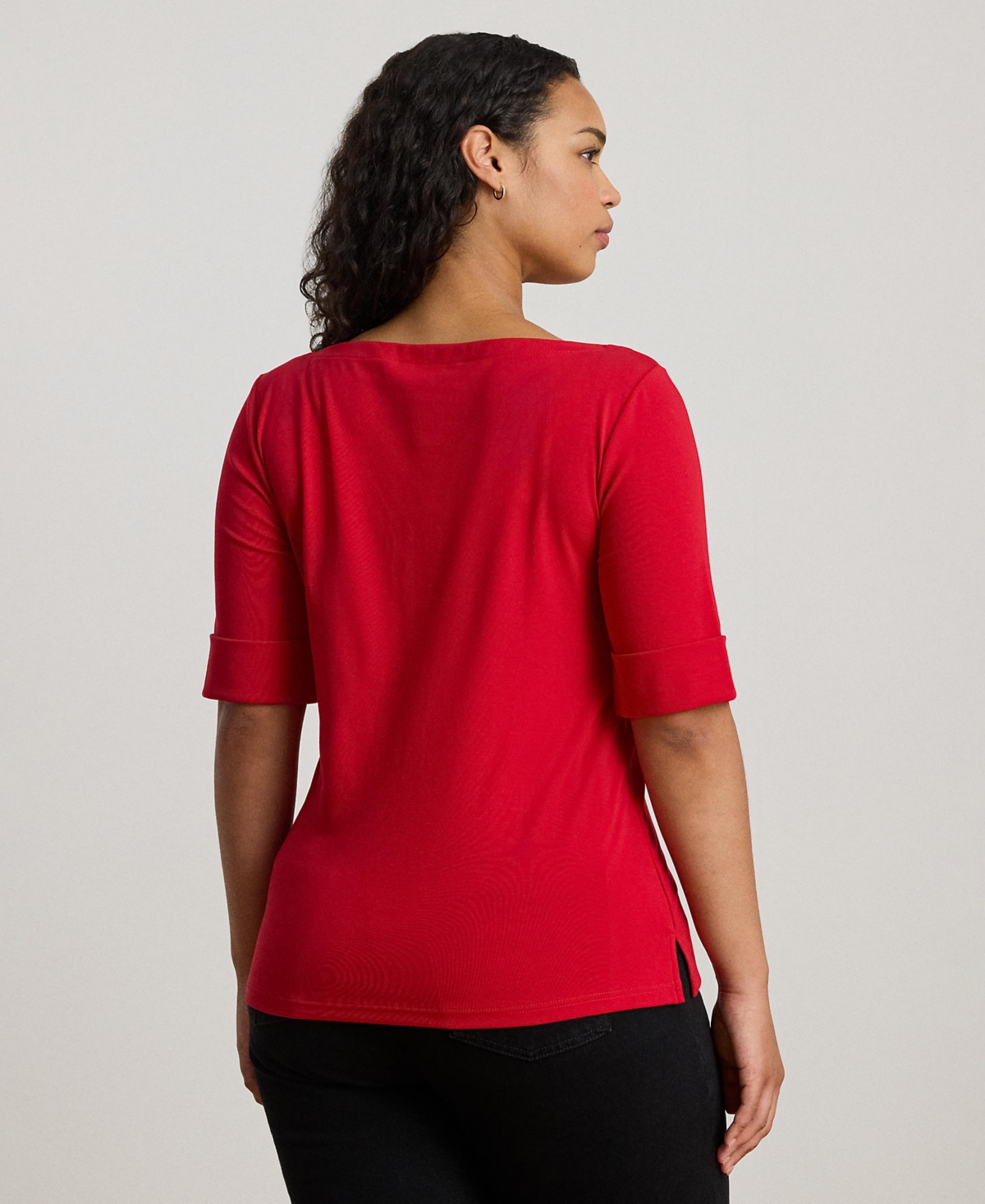 Ralph Lauren Plus Size Boat Neck T-shirt In Red