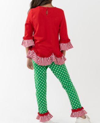 Girls' 2T-4T Tree Applique Top and Polka Dots Leggings, 2-Piece Set