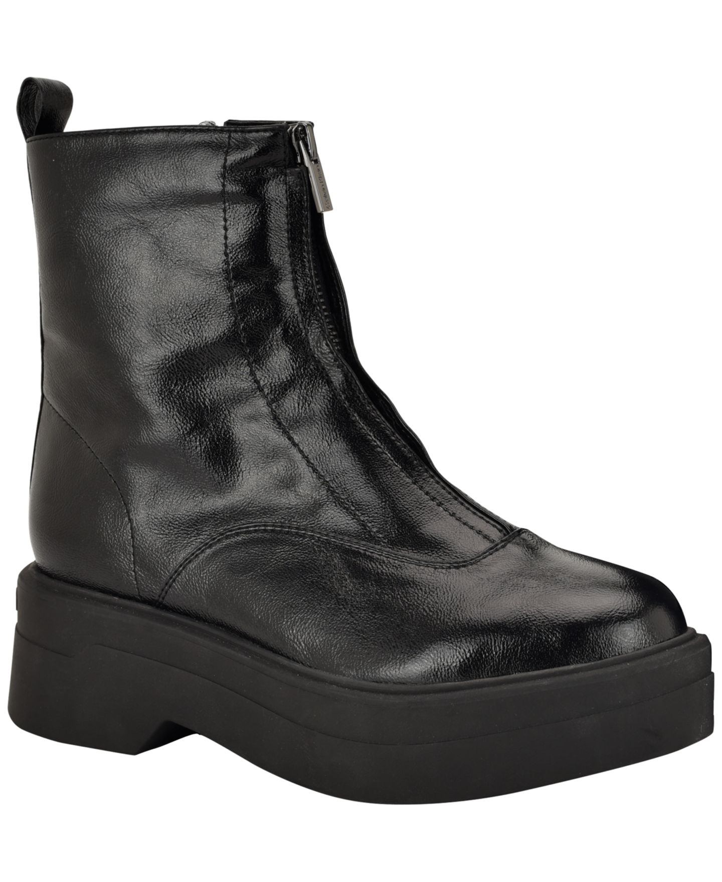 Женские ботинки Calvin Klein Rivin Front Zip Platform Booties, цвет: Чёрный гладкий — фото 1