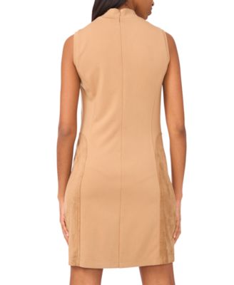 Women's Mock Neck Suede Sleeveless Dress