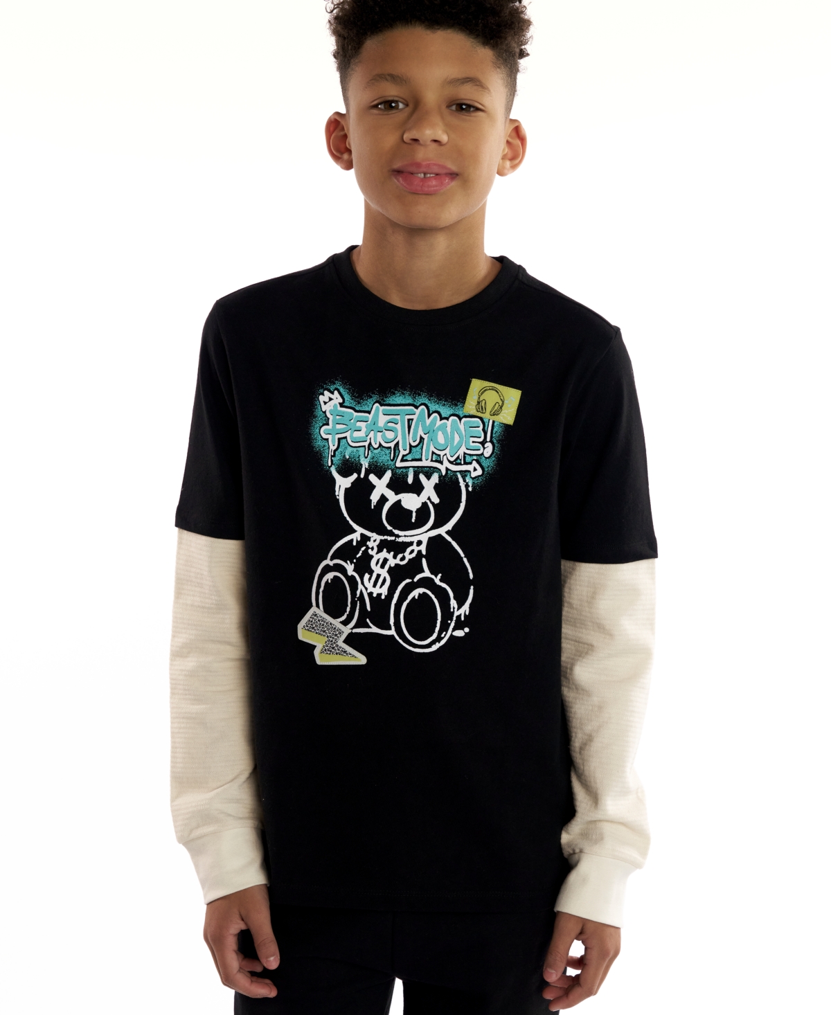 Sovereign Code Boys 5-20 Harper Twofer Graphic Layered T-shirt In Black