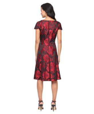 Women's Midi Printed Scoop Neck A-Line Dress