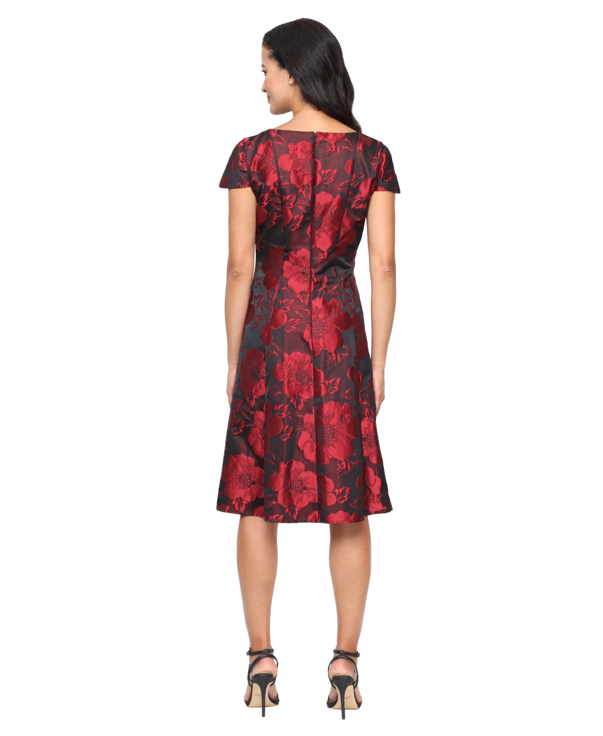 Sl Fashions Women's Midi Printed Scoop Neck A-line Dress In Multi