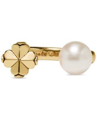 Imitation Pearl and Cubic Zirconia Flower Ring