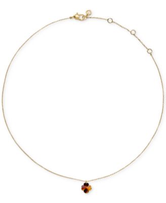 Cubic Zirconia Tortoise Flower Mini Pendant Necklace